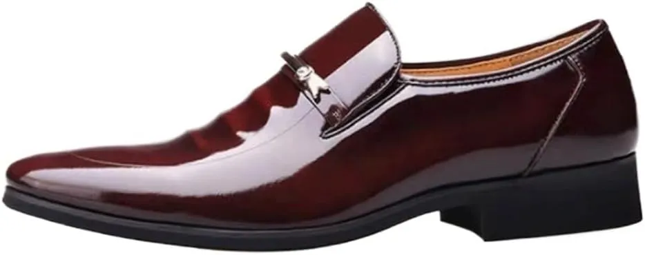 Dress Oxford Shoes for Men Faux Patent Leather Tuxedo New Formal Shoes Fashion Pointed Toe Business Wedding Work Oxford Formal Shoes