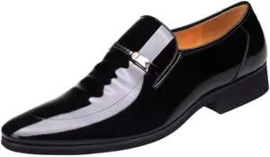 Dress Oxford Shoes for Men Faux Patent Leather Tuxedo New Formal Shoes Fashion Pointed Toe Business Wedding Work Oxford Formal Shoes