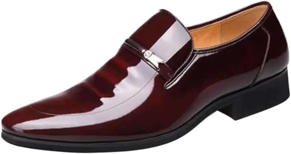 Dress Oxford Shoes for Men Faux Patent Leather Tuxedo New Formal Shoes Fashion Pointed Toe Business Wedding Work Oxford Formal Shoes