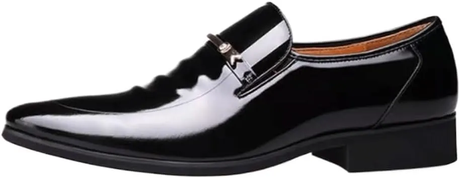 Dress Oxford Shoes for Men Faux Patent Leather Tuxedo New Formal Shoes Fashion Pointed Toe Business Wedding Work Oxford Formal Shoes