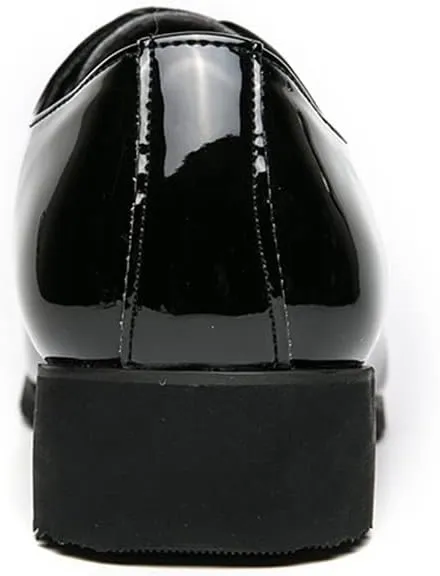 Dress Oxford Shoes for Men Lace Up Brogue Pointed Toe Faux Leather Derby Shoes Block Heel Non Slip Rubber Sole Slip Resistant Wedding