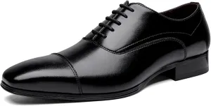 Dress Shoes for Men Lace Up Cap Toe Brogue Embossed Square Toe Round Toe Low Top Block Heel Non Slip Resistant Rubber Sole Wedding