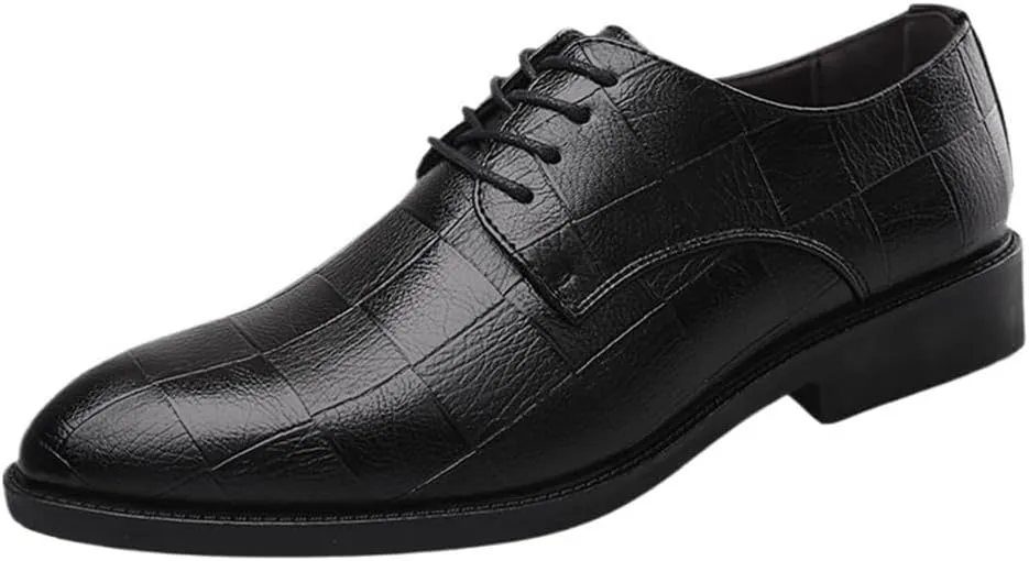 Dress Shoes for Men Leather Oxford Business Wedding Shoes Pointed Toe Formal Shoes for Men Comfortable Non-Slip Walking Lace Up Shoes