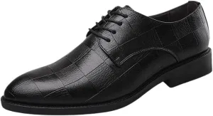 Dress Shoes for Men Leather Oxford Business Wedding Shoes Pointed Toe Formal Shoes for Men Comfortable Non-Slip Walking Lace Up Shoes