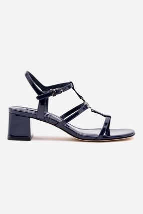 Durable Footbed Hana Block In Navy Patent Leather Sleek Feel