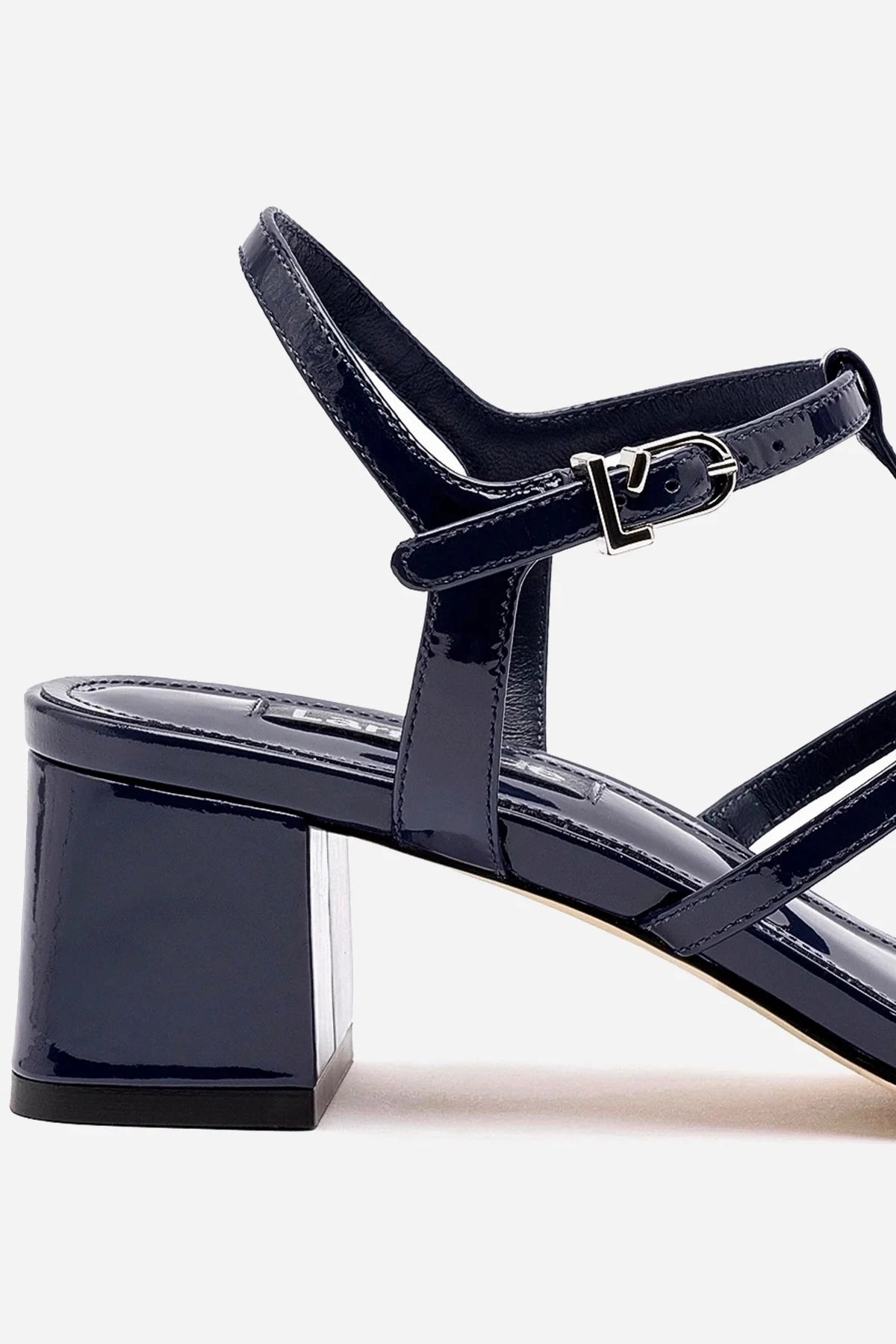 Durable Footbed Hana Block In Navy Patent Leather Slip On