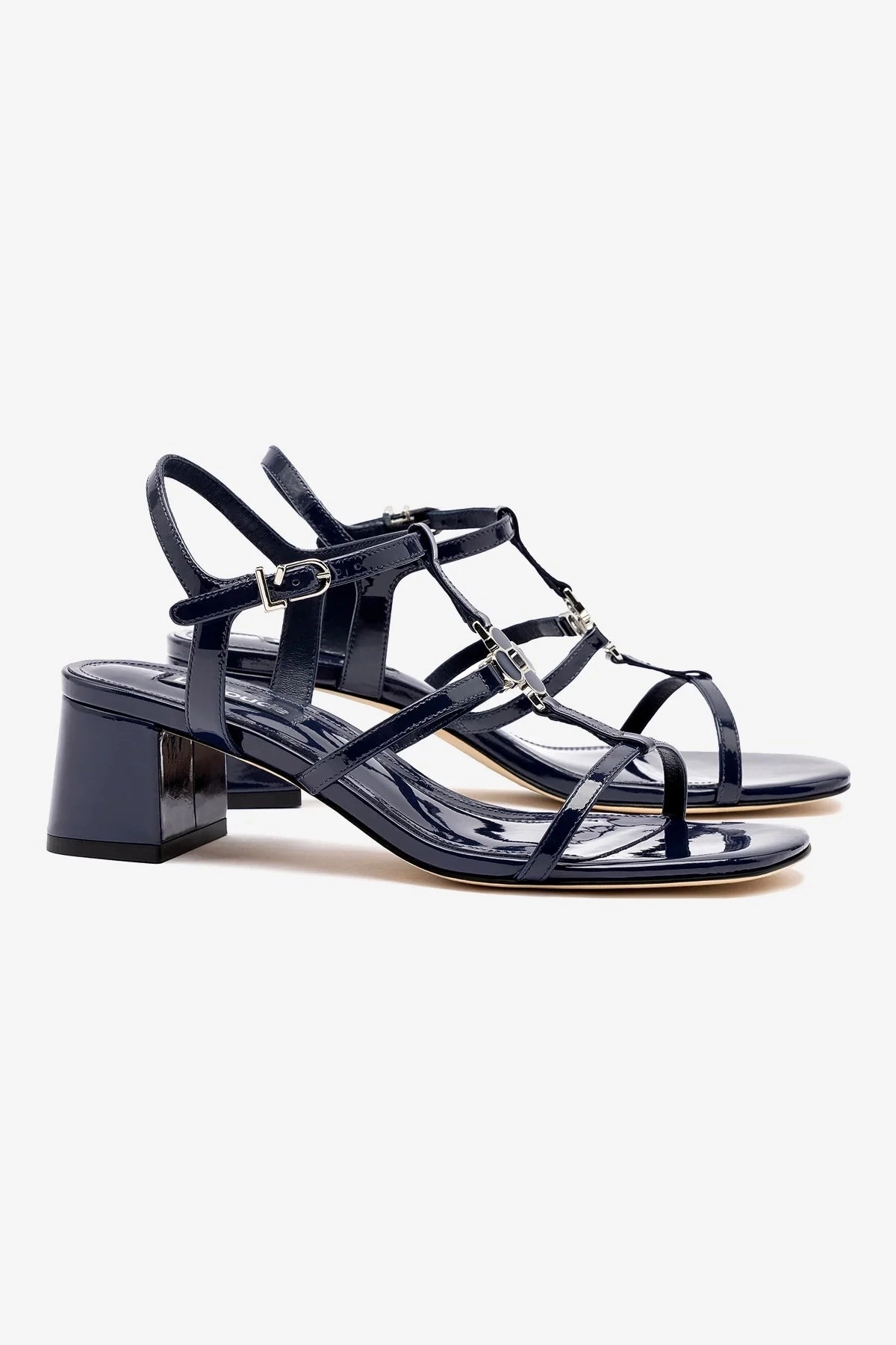 Stride Light Durable Footbed Hana Block In Navy Patent Leather