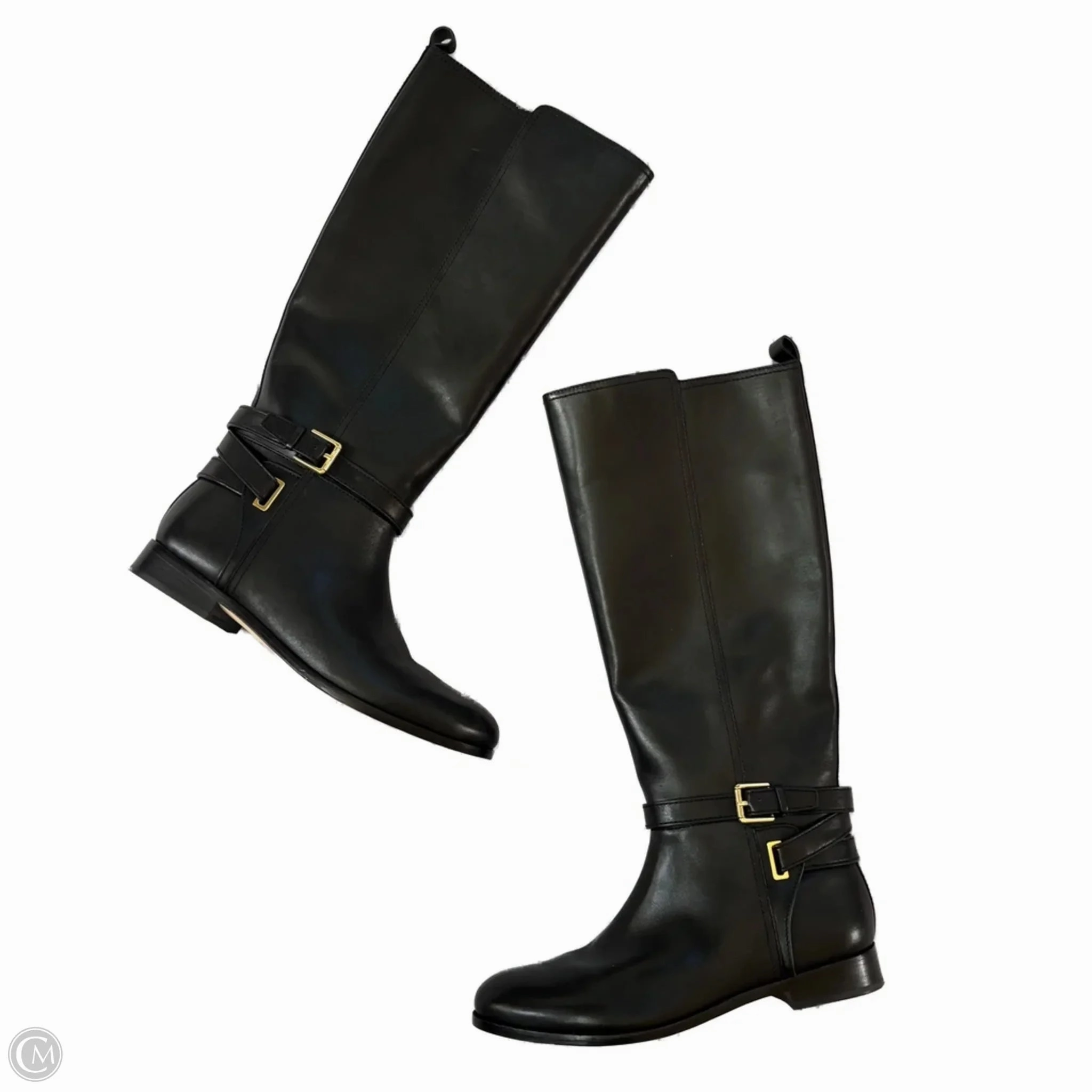 Rugged Built Work Commute Boots Knee Flats By Lauren By Ralph Lauren In Black, Size: 9
