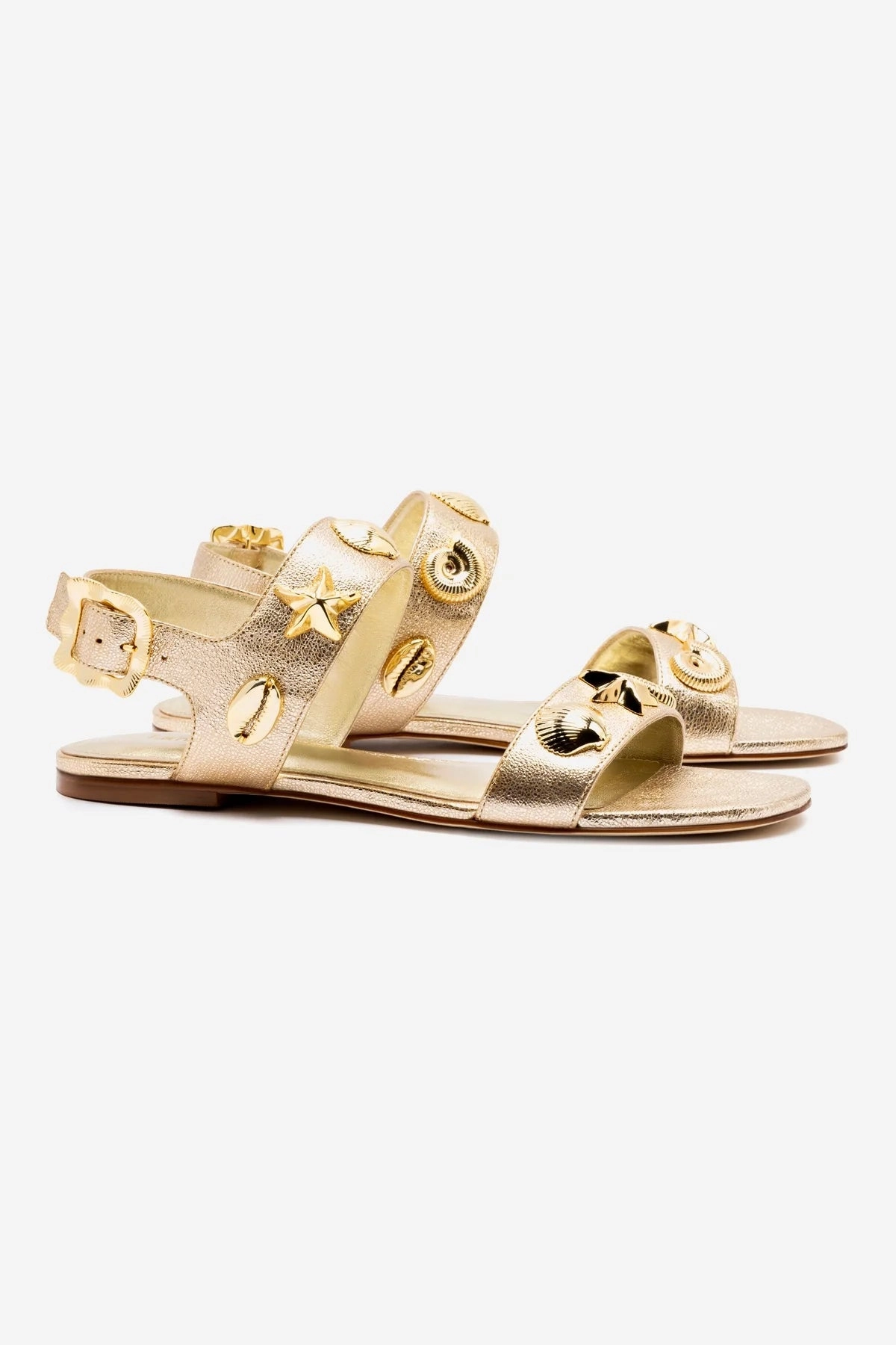Food Night Port Glow Madison Flat In Gold Metallic Leather