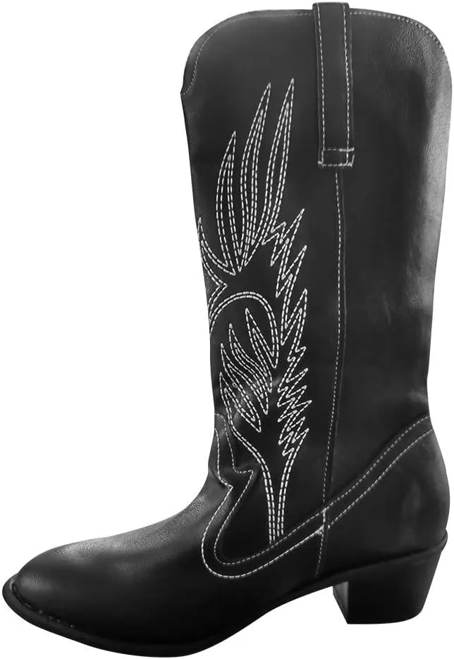 Eduavar Cowboy Boots for Women Cowboy Style, Western Boots Women Wide Calf Amelia Western Boots Pointed Toe Low Heel Boots
