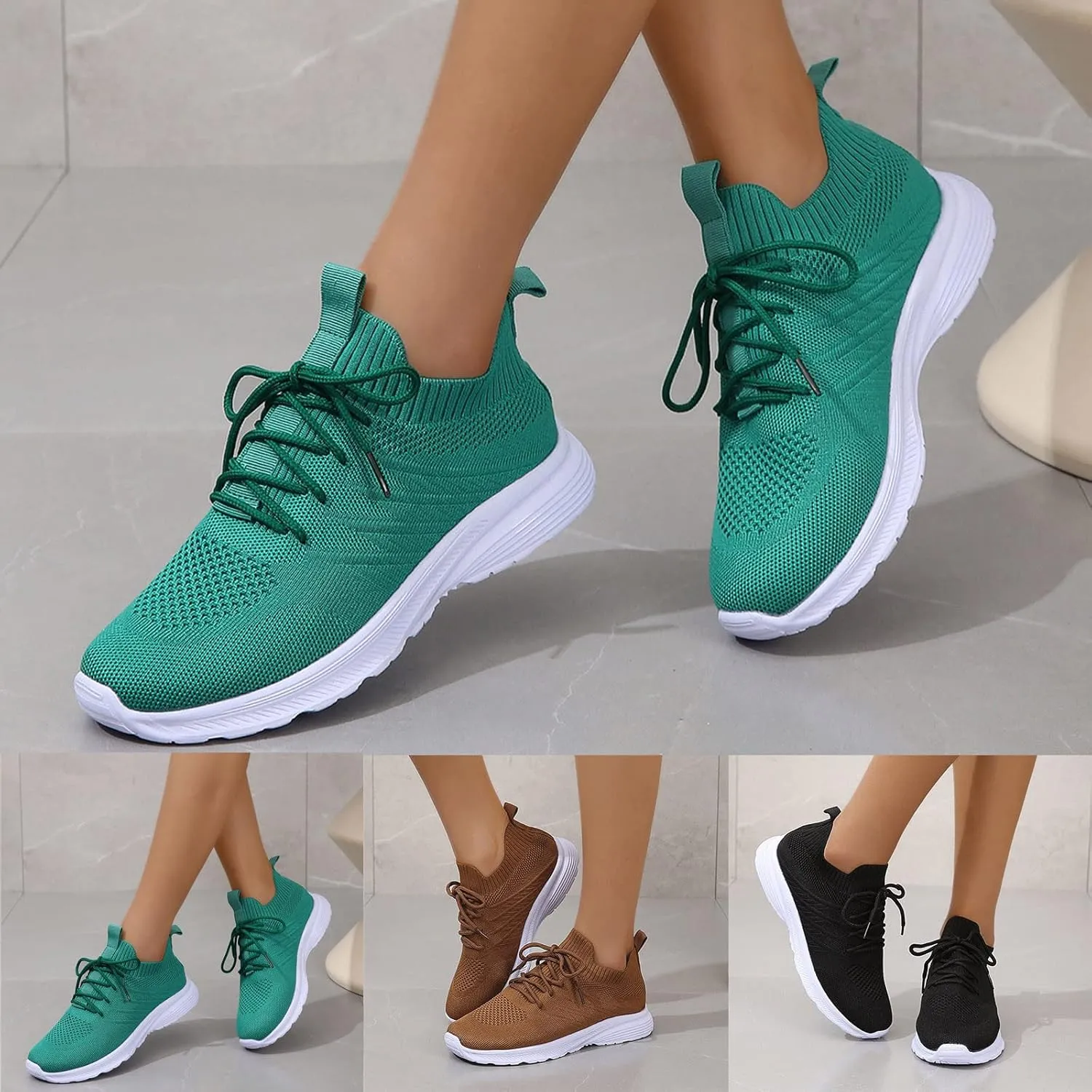 Eduavar Sneakers for Women Trendy, Sneakers for Women Sports Sneakers Lace-up Shoes Lightweight Breathable Walking Sneakers
