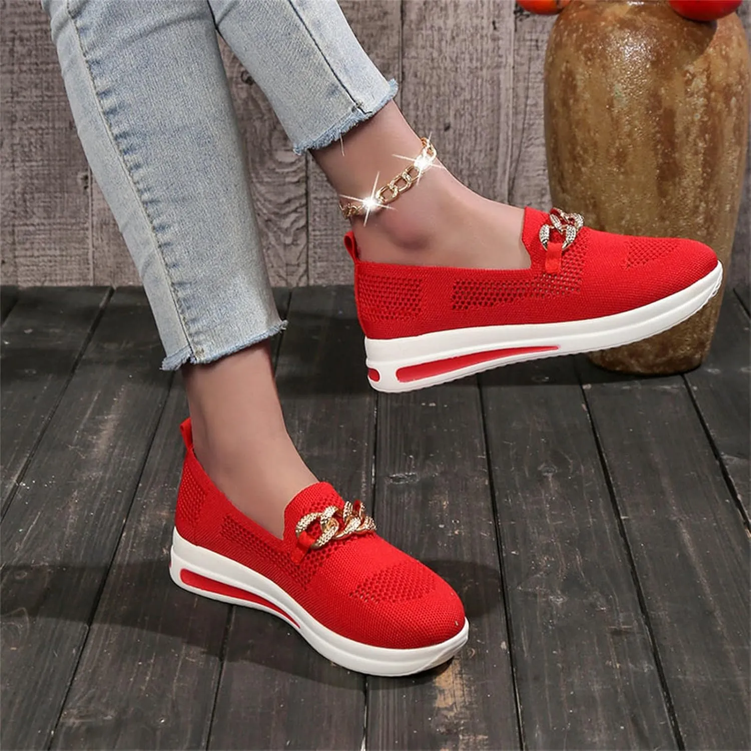 Eduavar Sneakers for Women Trendy, Womens Shoes Sneakers Breathable Mesh Sneakers Platform Low Heel Shoes Walking Sneakers