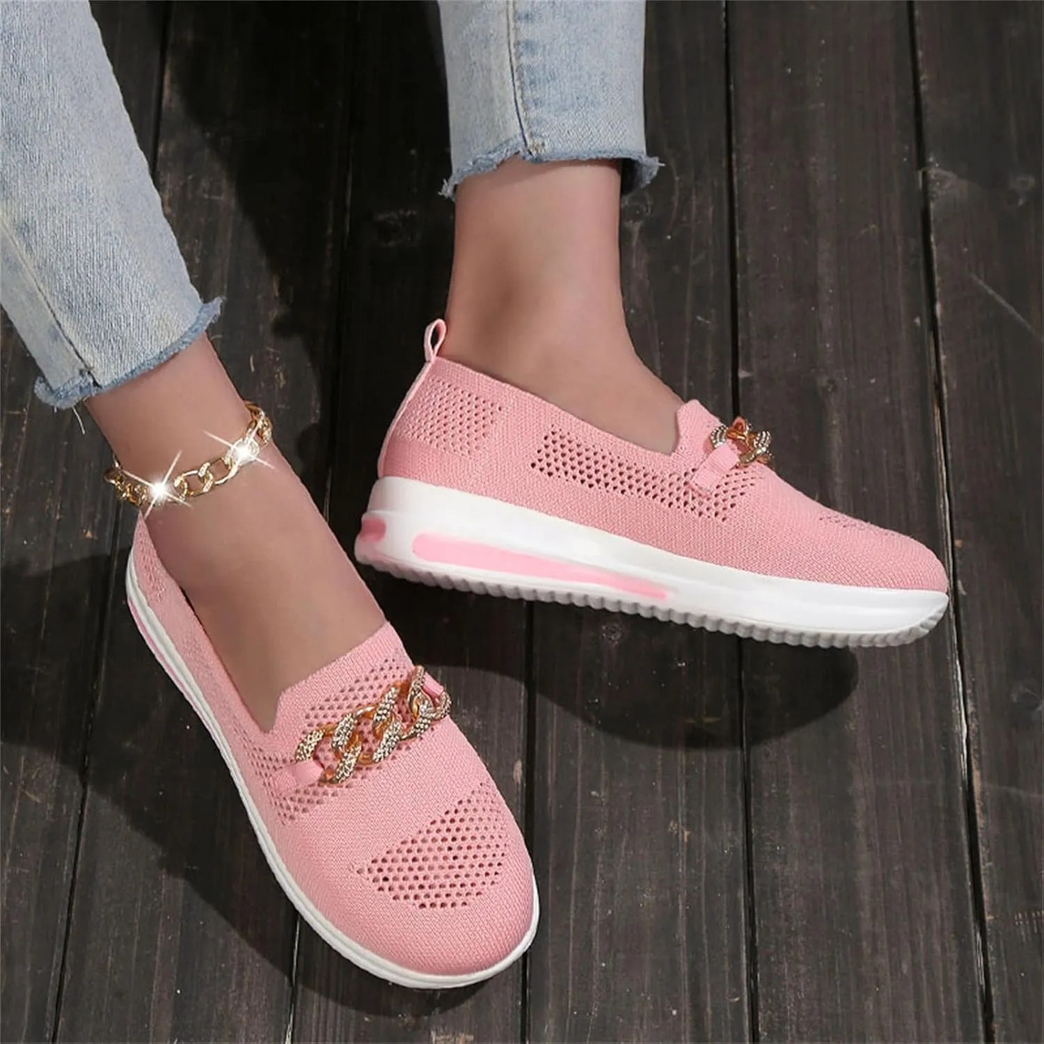 Eduavar Sneakers for Women Trendy, Womens Shoes Sneakers Breathable Mesh Sneakers Platform Low Heel Shoes Walking Sneakers