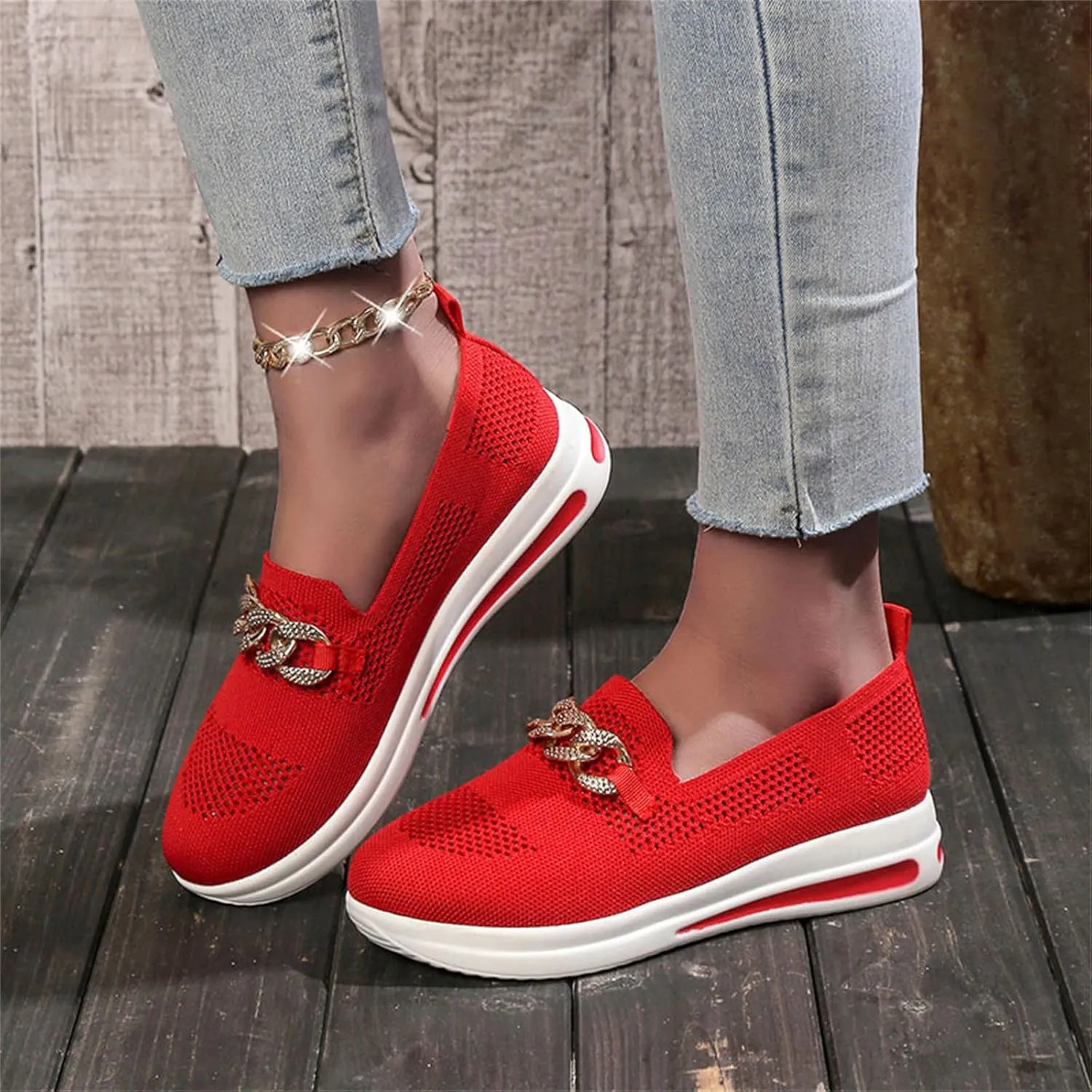 Eduavar Sneakers for Women Trendy, Womens Shoes Sneakers Breathable Mesh Sneakers Platform Low Heel Shoes Walking Sneakers