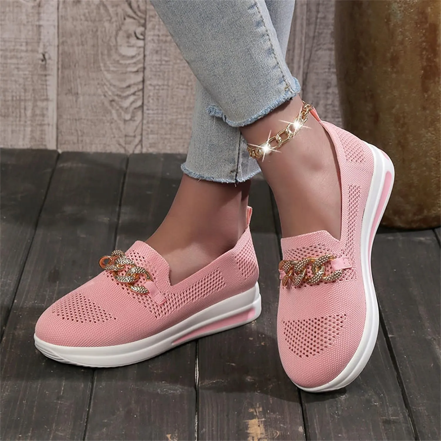 Eduavar Sneakers for Women Trendy, Womens Shoes Sneakers Breathable Mesh Sneakers Platform Low Heel Shoes Walking Sneakers