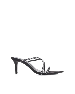 City Walk Elegant Booties EFFY - BLACK SATIN-DIAMANTE