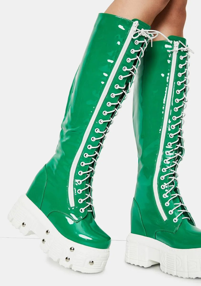 Emerald Late Night Patent Knee High Boots