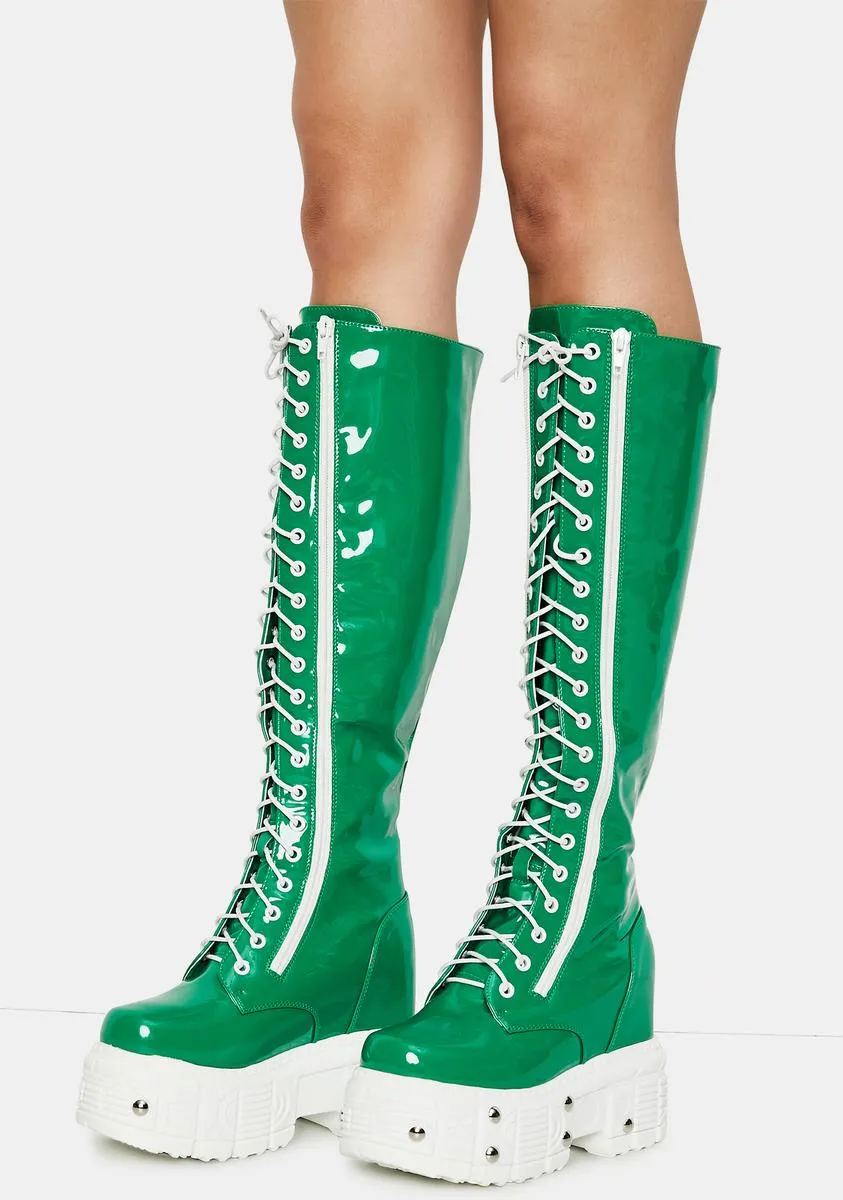 Emerald Late Night Patent Knee High Boots