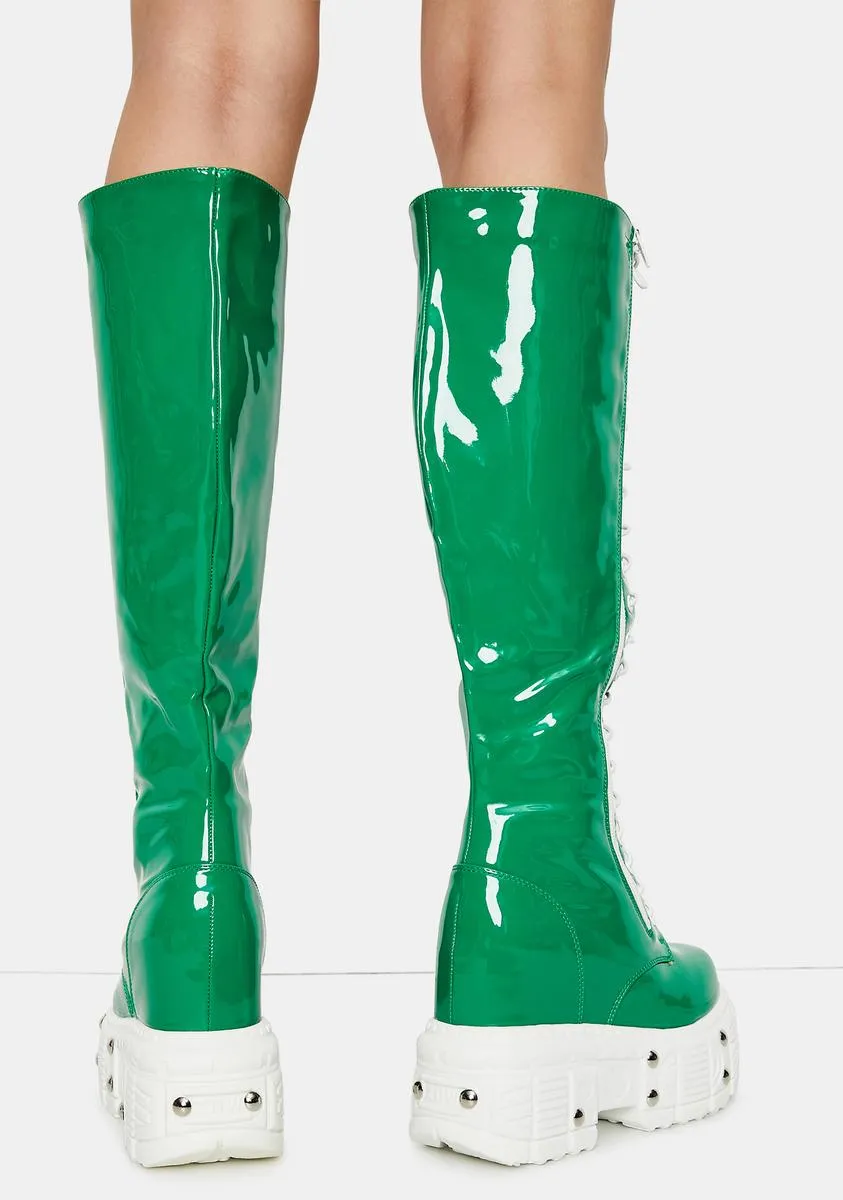 Emerald Late Night Patent Knee High Boots