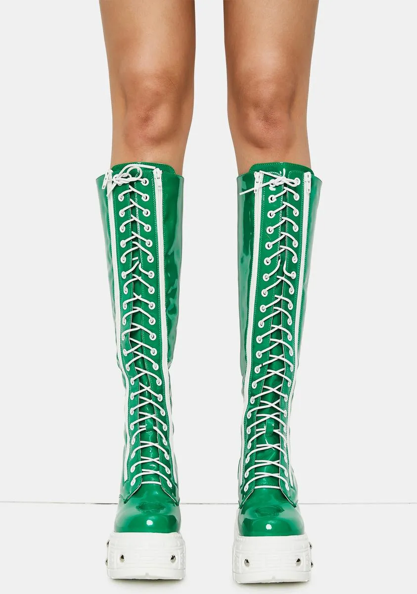 Emerald Late Night Patent Knee High Boots