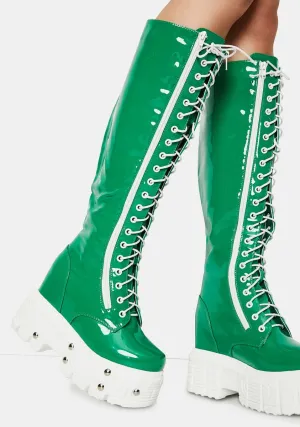 Emerald Late Night Patent Knee High Boots