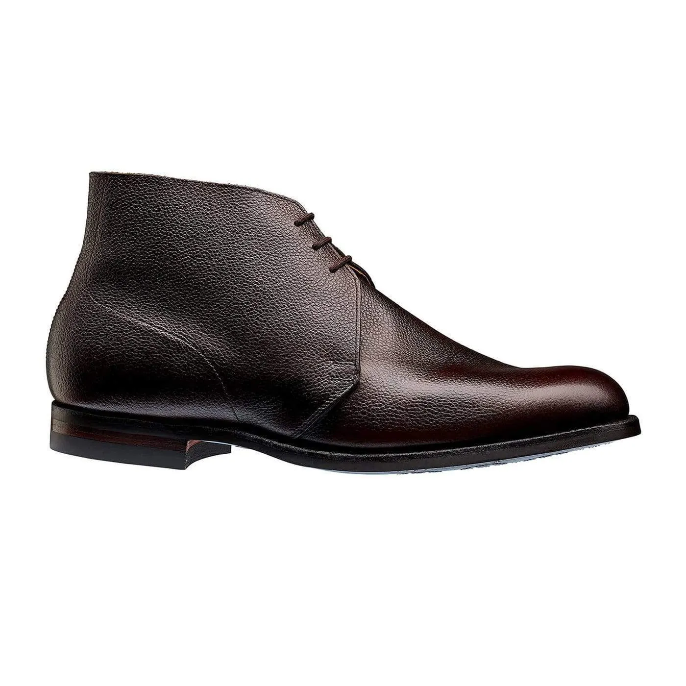 Fashionable Design Leather Lining Chukka Dark Brown Pebble Grain