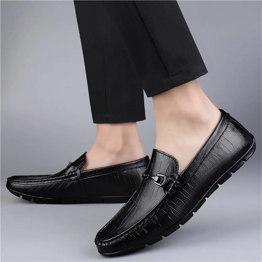 Fashion Loafers for Men Pu Leather Business Moccasins Shoe Solid Color Prom Wedding Rubber Sole Slip Casual Slip On