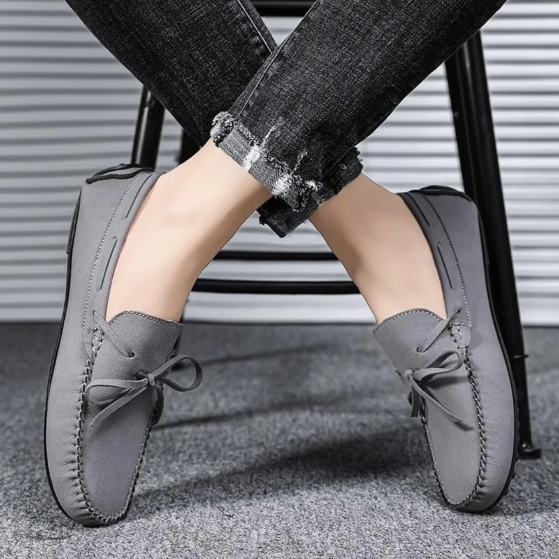 Fashion Loafers for Mens Suede Vamp Working Tuxedo Round Toe Non Slip Low Top Block Heel Anti-Slip Shoe Slip-on