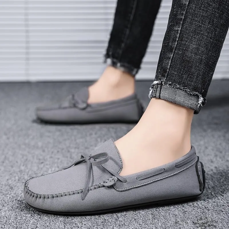 Fashion Loafers for Mens Suede Vamp Working Tuxedo Round Toe Non Slip Low Top Block Heel Anti-Slip Shoe Slip-on