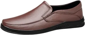 Fashion Loafers for Men's Vegan Leather Business Solid Color Round Toe Heel Non Slip Anti-Slip Low Top Rubber Sole Outdoor