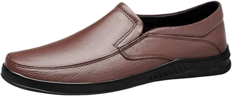 Fashion Loafers for Men's Vegan Leather Business Solid Color Round Toe Heel Non Slip Anti-Slip Low Top Rubber Sole Outdoor