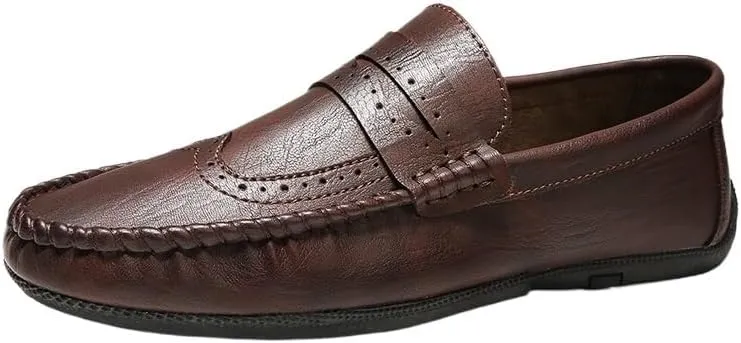 Fashion Men Loafers Faux Leather Working Tuxedo Round Toe Solid Color Prom Anti-Slip Non Slip Shoe Slip On