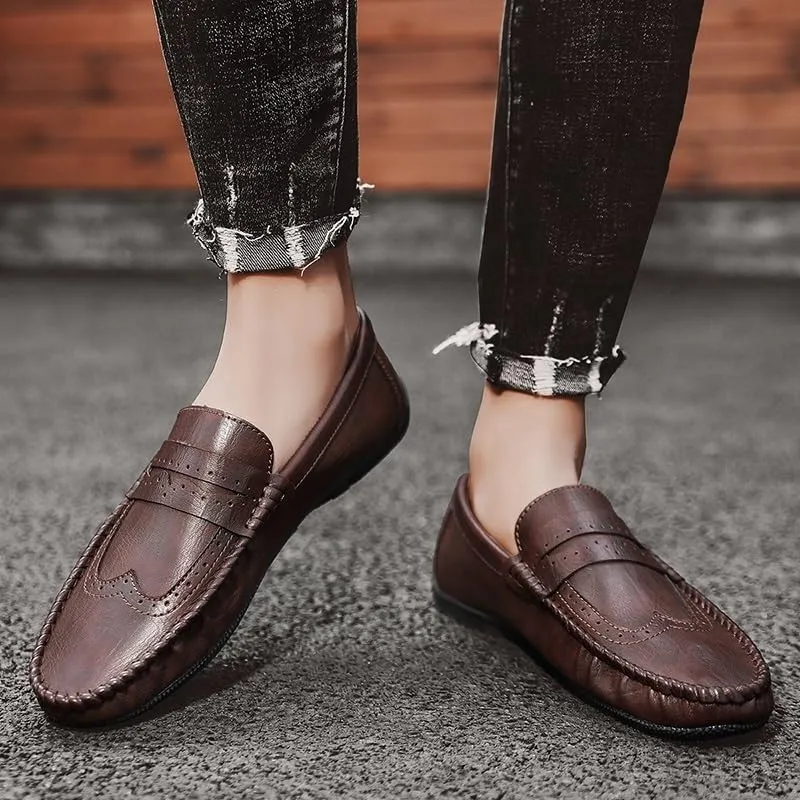 Fashion Men Loafers Faux Leather Working Tuxedo Round Toe Solid Color Prom Anti-Slip Non Slip Shoe Slip On