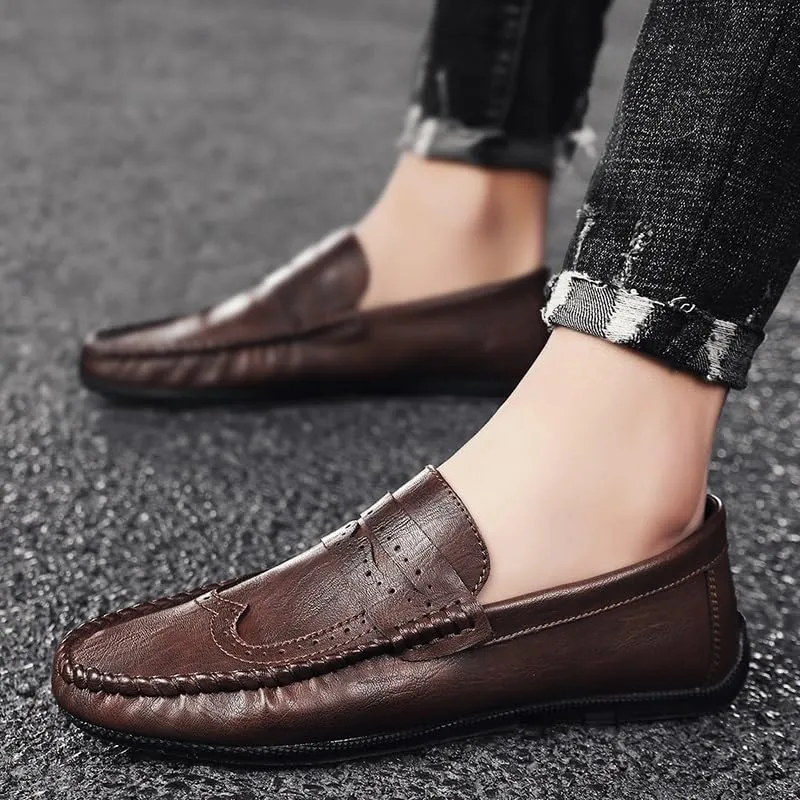 Fashion Men Loafers Faux Leather Working Tuxedo Round Toe Solid Color Prom Anti-Slip Non Slip Shoe Slip On