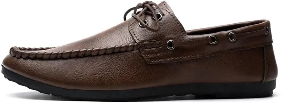 Fashion Men Loafers Shoes Faux Leather Casual Solid Color Anti-Slip Non Slip Rubber Sole Block Heel Low Top Shoe Slip-on