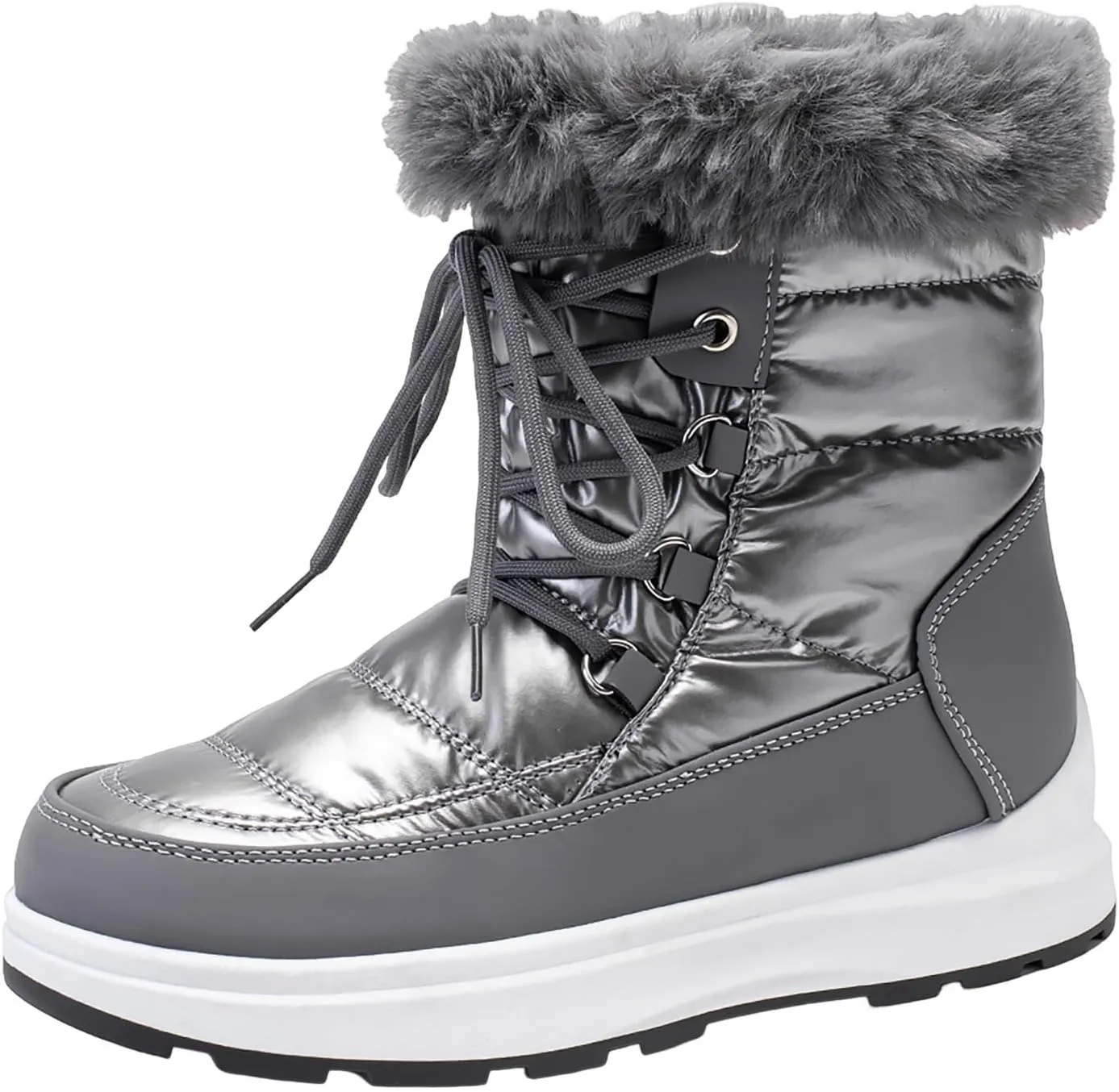 Fashion Women Winter Water Proof Flat Lace Up Keep Warm Snow Boots Comfortable Mid Boots Shoes Flat Snow Boots for Women Knee