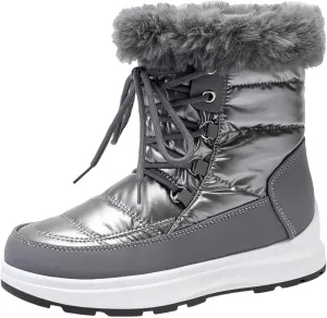 Fashion Women Winter Water Proof Flat Lace Up Keep Warm Snow Boots Comfortable Mid Boots Shoes Flat Snow Boots for Women Knee