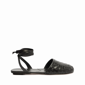 Ankle Collar Padding Ariel Woven Leather Flat