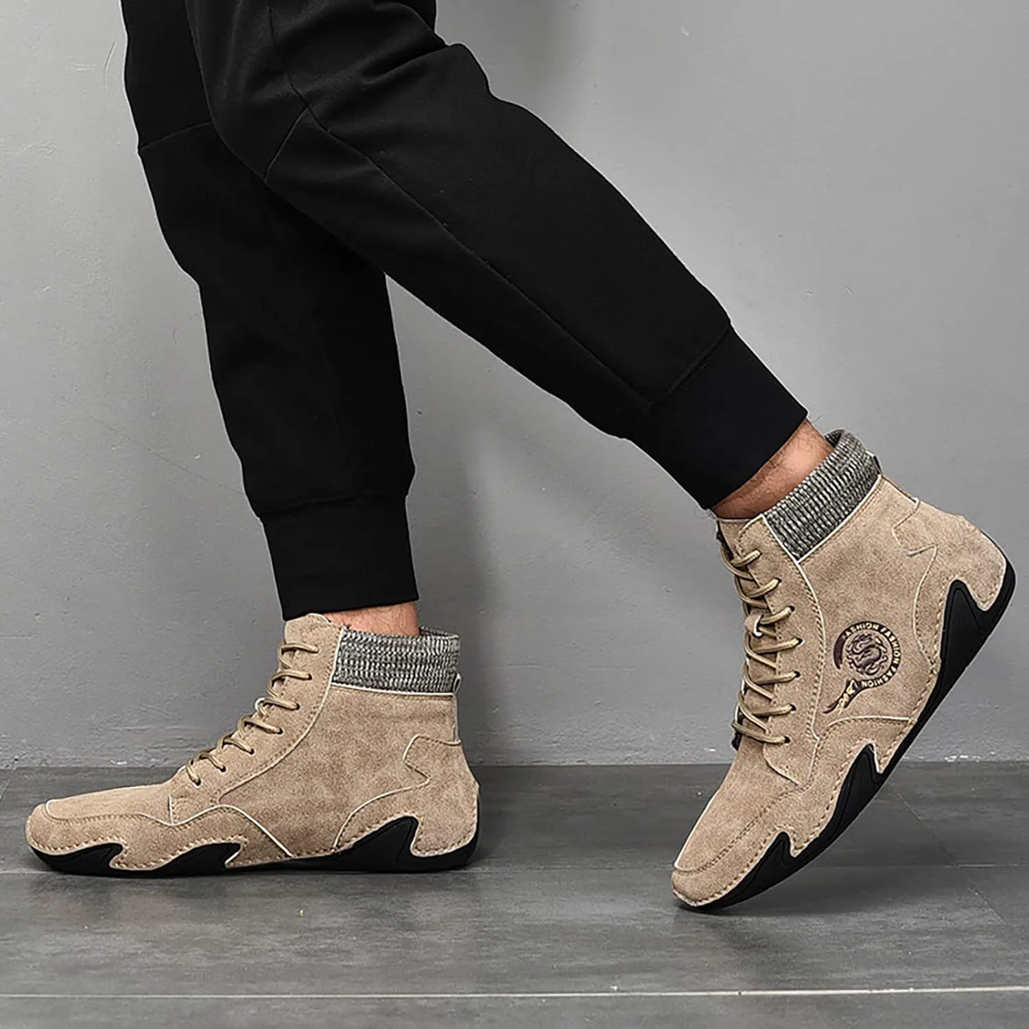 Fit Sneaker Men's Casual Shoes Korean Version High Top Shoes Round Toe Breathable Daily Dad's Shoes Mens Sneaker Boot 9