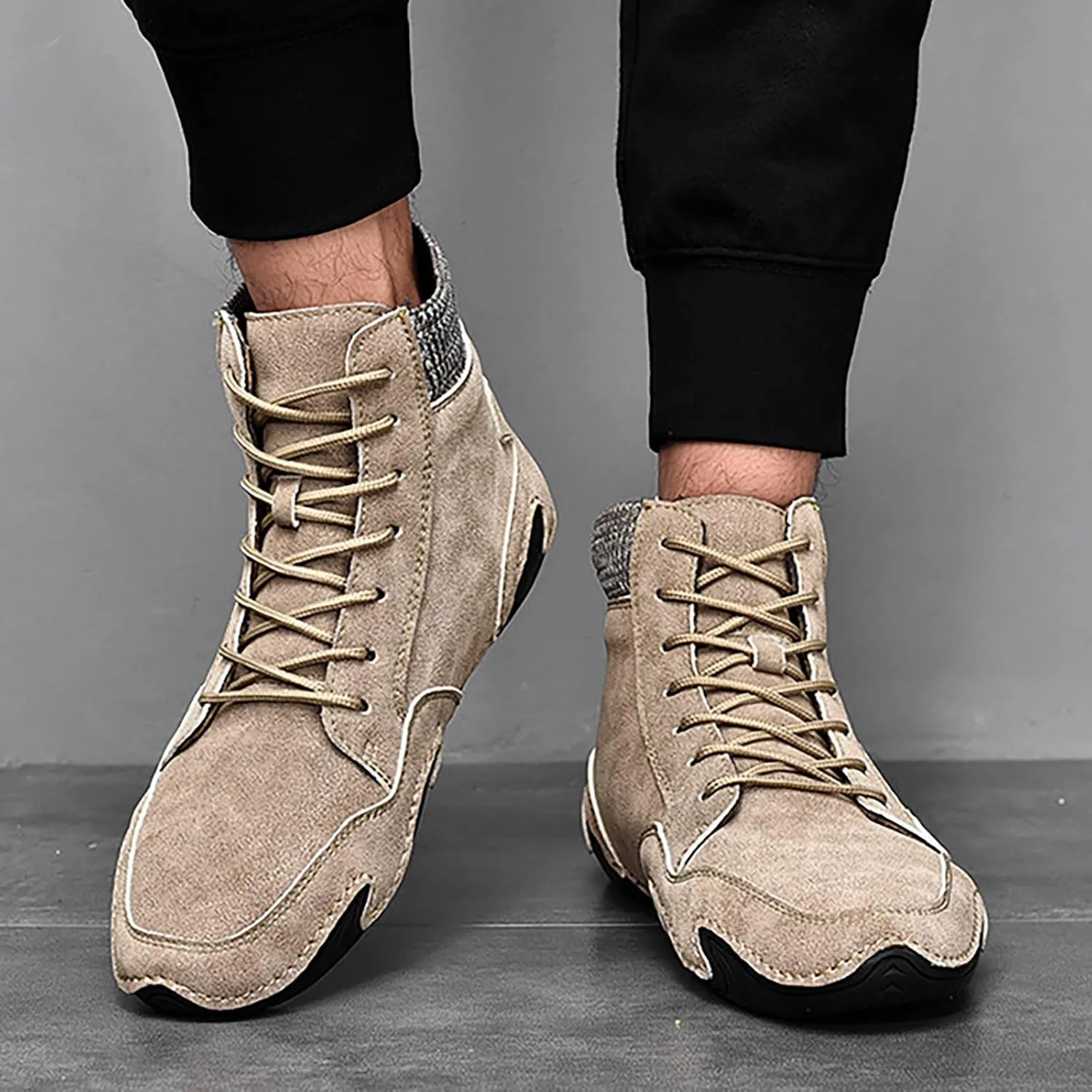 Fit Sneaker Men's Casual Shoes Korean Version High Top Shoes Round Toe Breathable Daily Dad's Shoes Mens Sneaker Boot 9