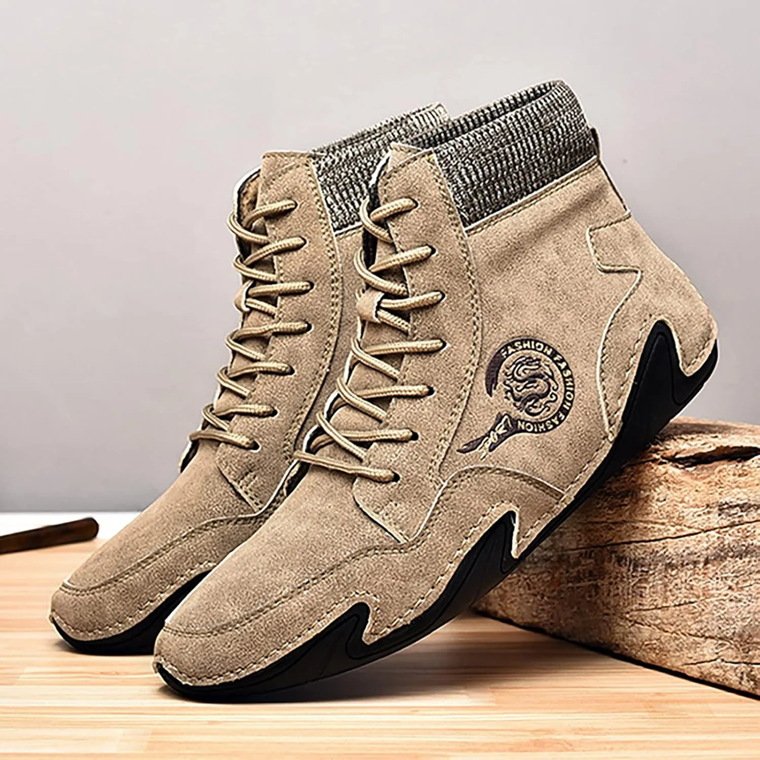 Fit Sneaker Men's Casual Shoes Korean Version High Top Shoes Round Toe Breathable Daily Dad's Shoes Mens Sneaker Boot 9