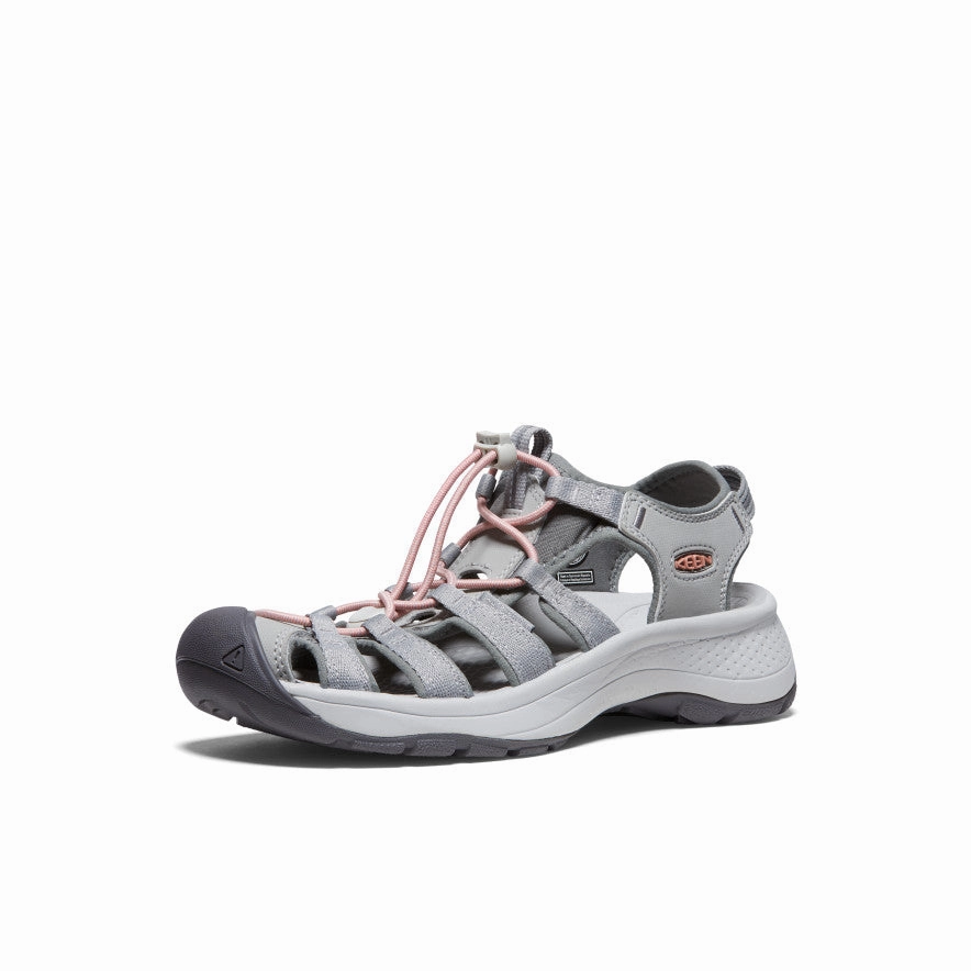 Women's Astoria West Sandal  |  Grey/Coral Ankle Strap Design City Easy