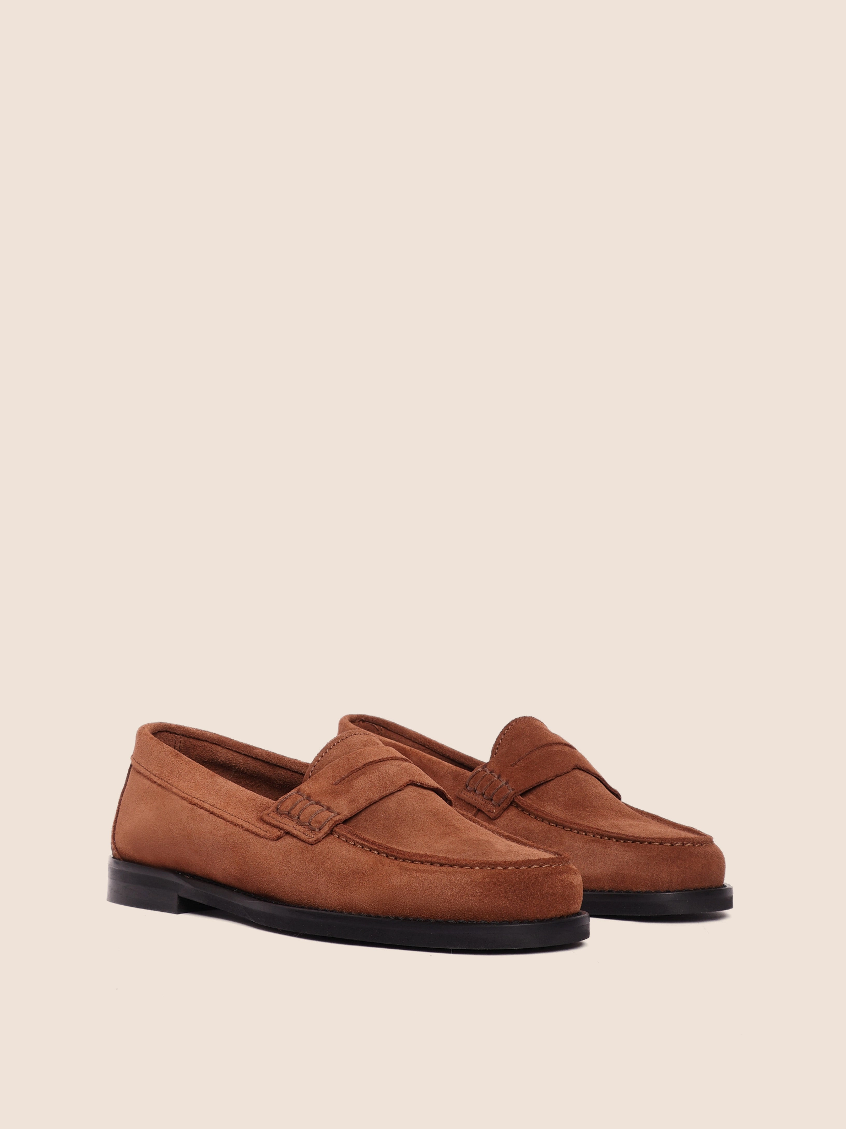 Napoli Tan Suede Loafer Roll Up