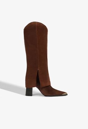 Gold Tone Raffaela Up Cloak Suede Boot