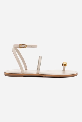 River Step Biarritz Flat Sandal In Ivory Leather