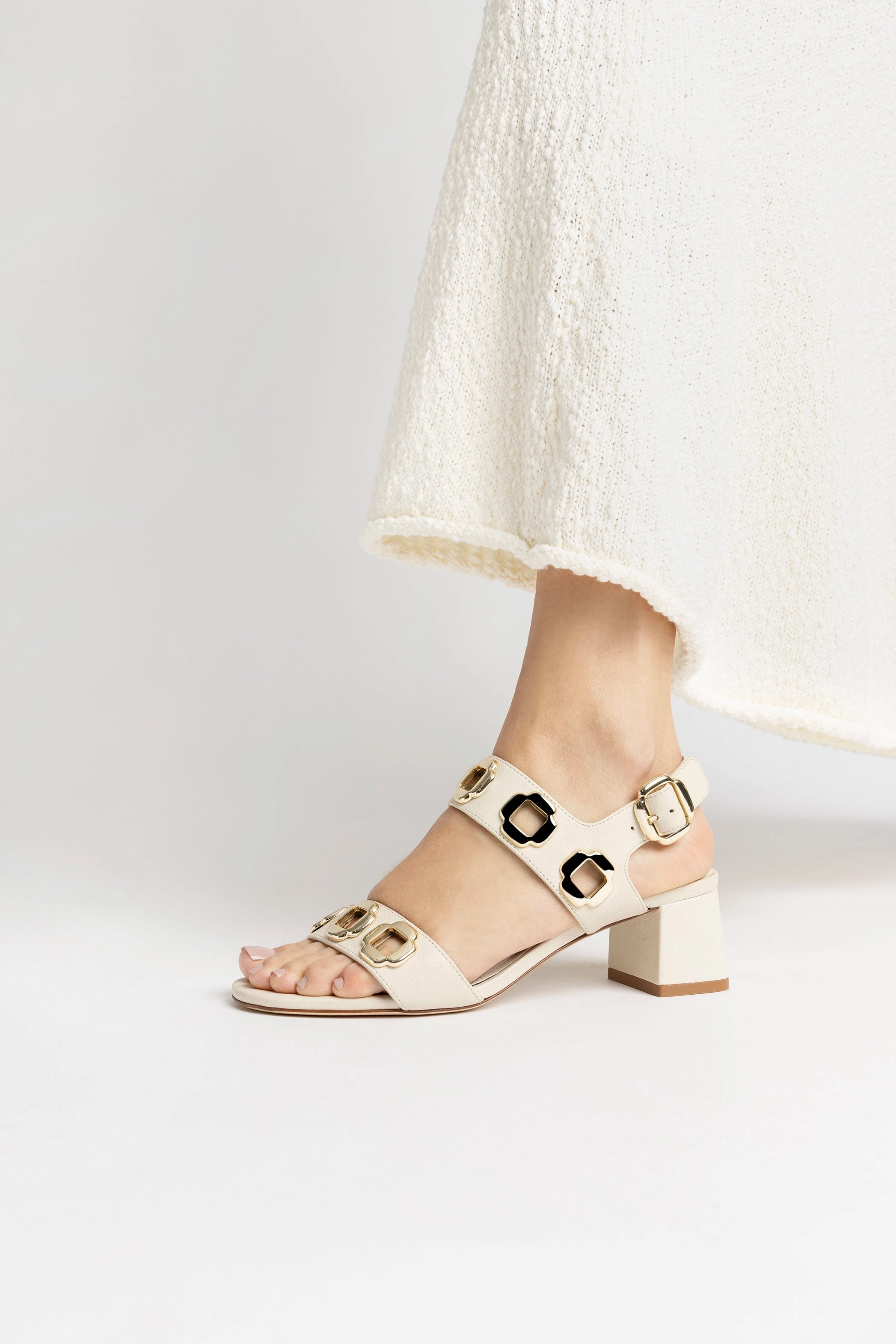 Flexible Upper Milan Sandal In Ivory Leather Embroidered Summer Footwear Essentials