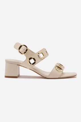 Flexible Upper Milan Sandal In Ivory Leather Adjust Strap