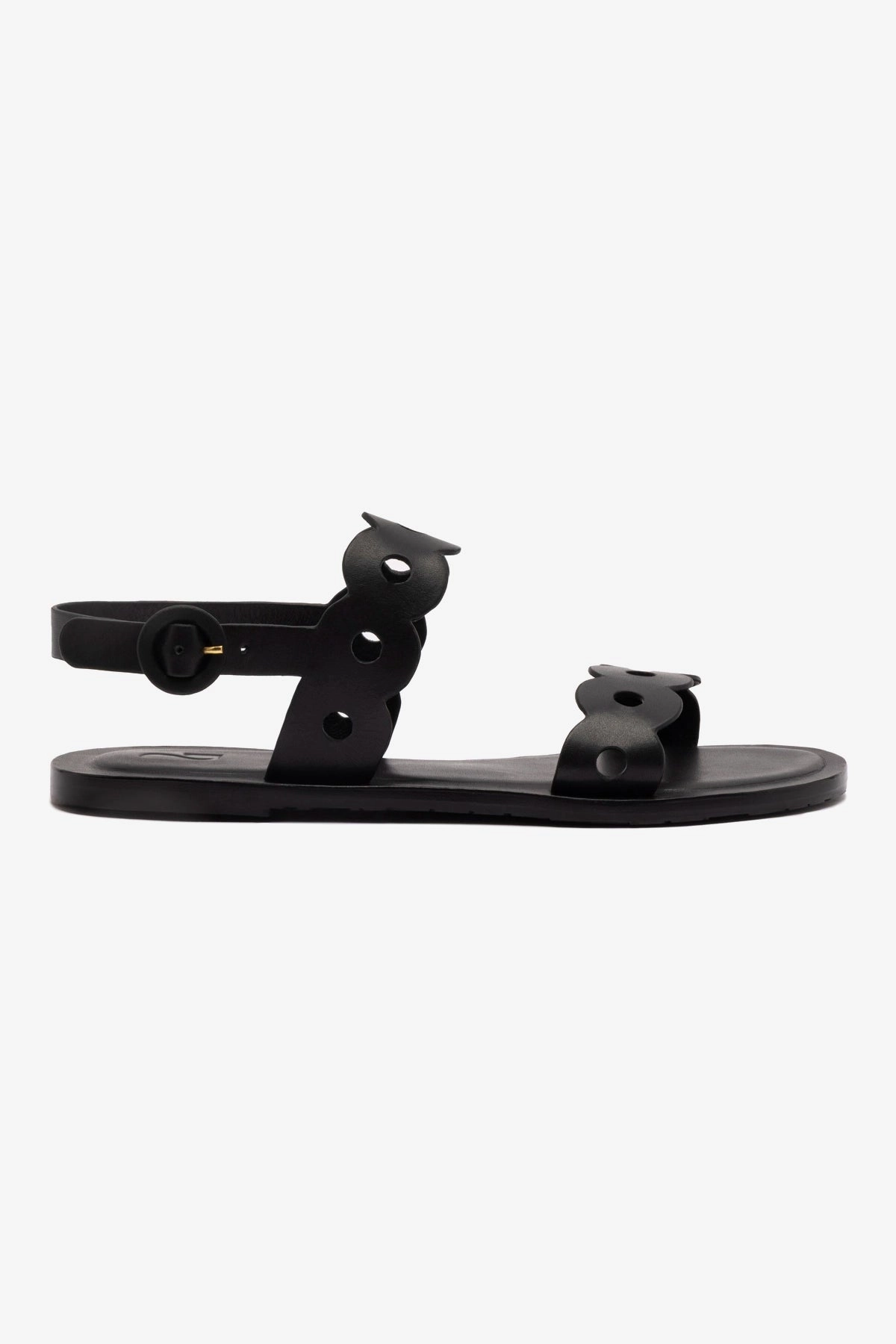 Food Fest Florence Flat Sandal In Black Leather