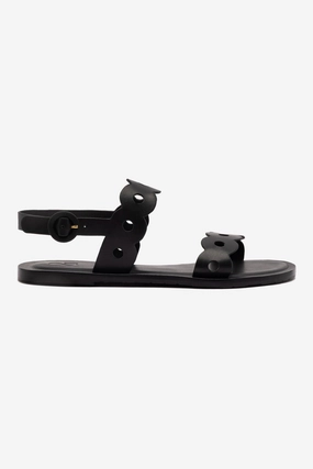Food Fest Florence Flat Sandal In Black Leather