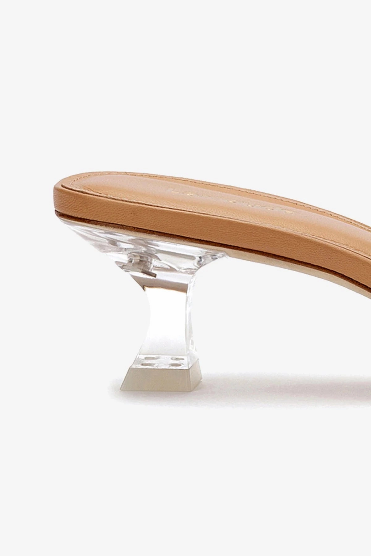 Seamless lining Foot Support Design Vivi Lucite Mule In Tan Leather and Vinyl